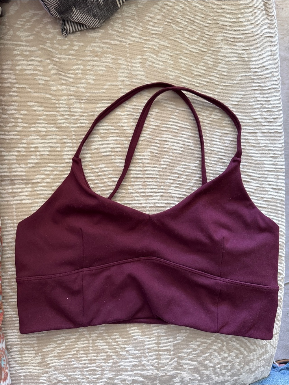 manduka Deep Plum/Burgundy XL Strappy Sports Bralette NWOT never worn